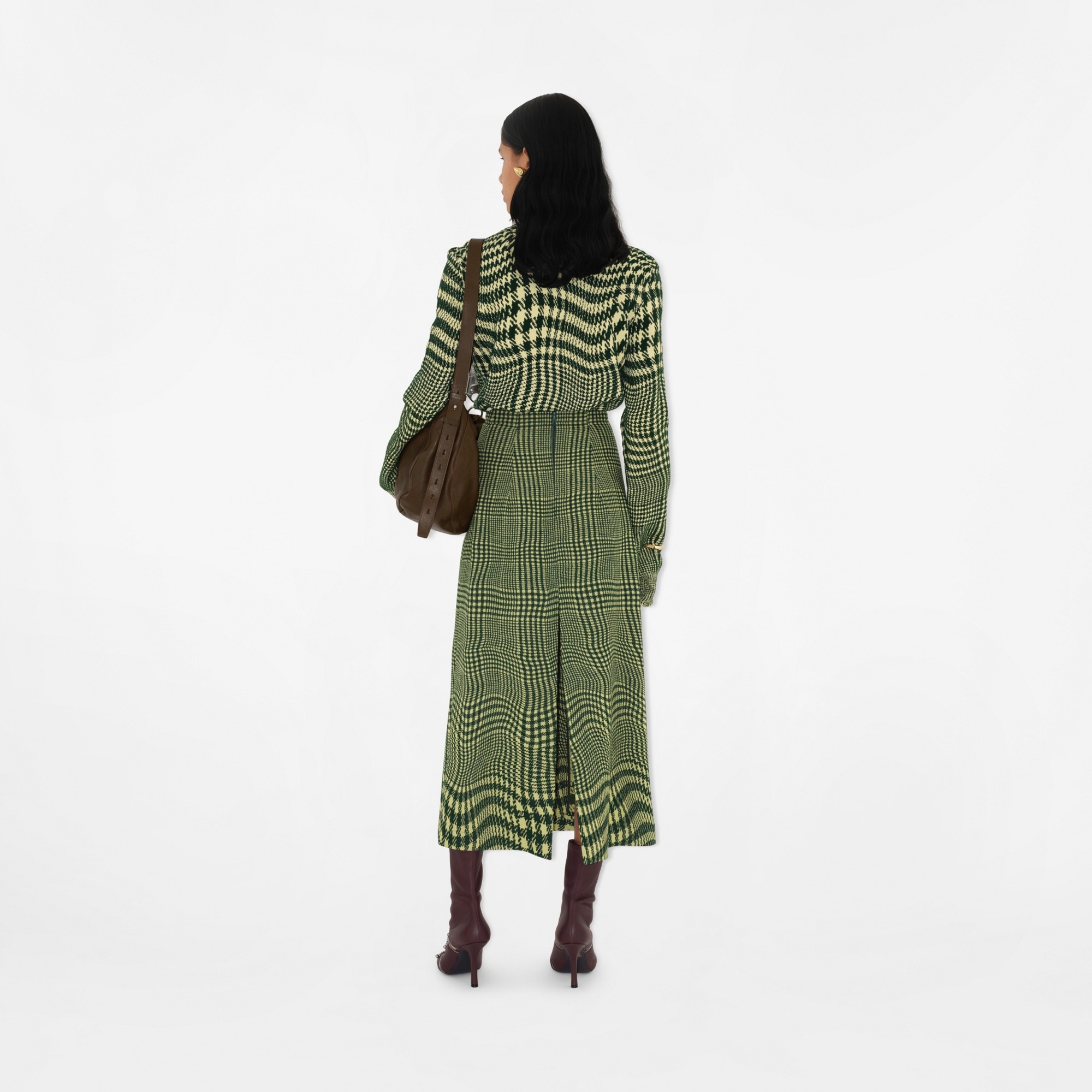 Warped Houndstooth Wool Skirt - 4