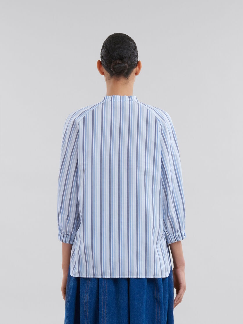 BLUE STRIPED POPLIN TOP WITH MANDARIN COLLAR - 3