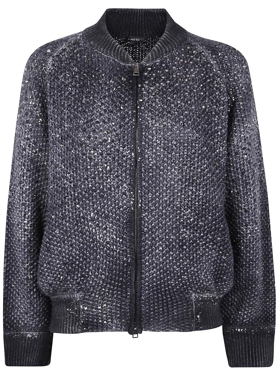 Avant Toi "Moss" Stitch Bomber With Shadows, Lamination And Rhinestones Clothing - 1