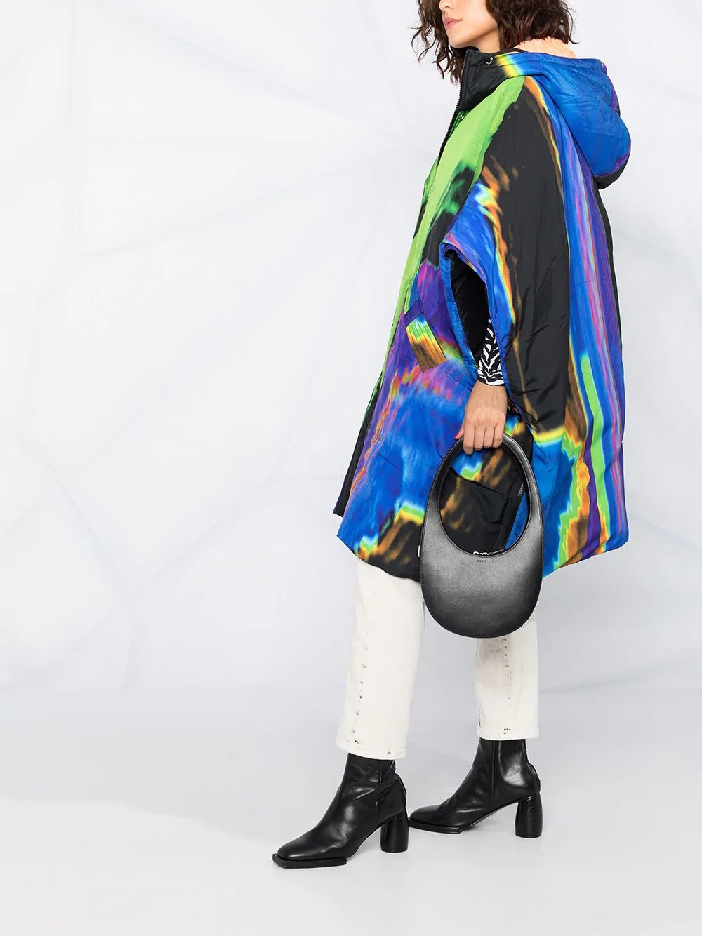 graphic-print padded cape coat - 6