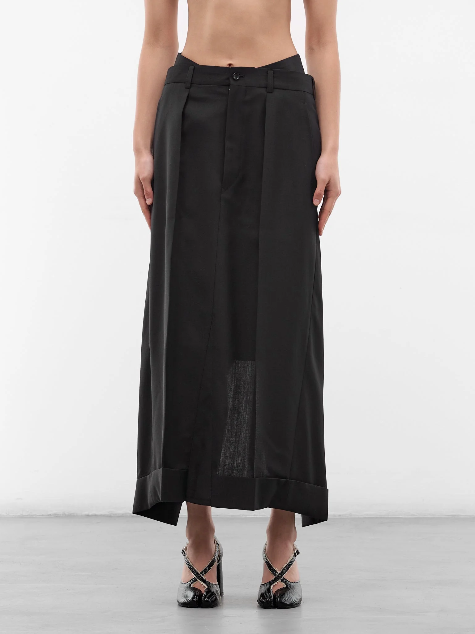 Asymmetric Double Layer Maxi Skirt - 1