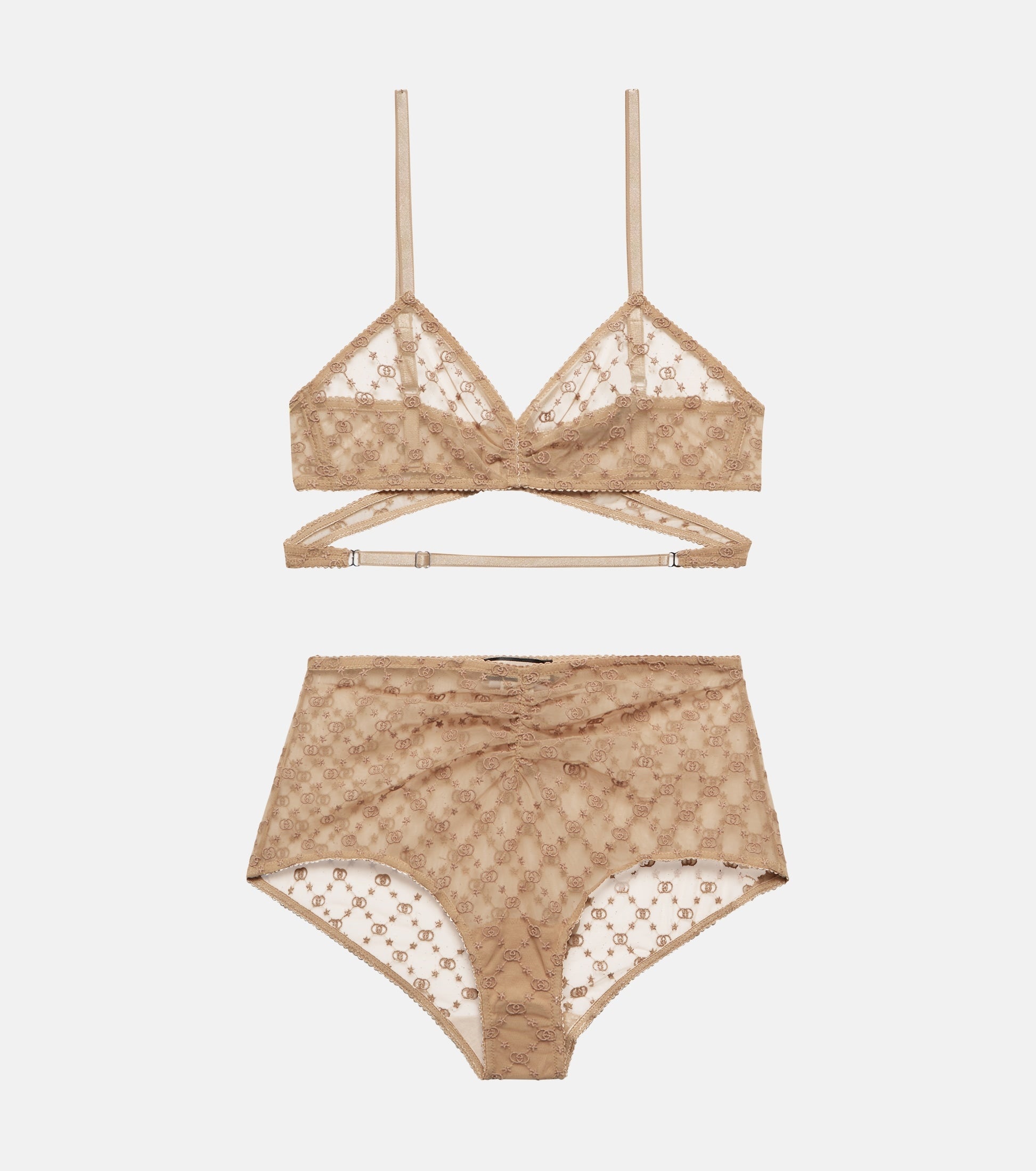 GUCCI Gucci Women Gg Star Tulle Lingerie Set In Beige