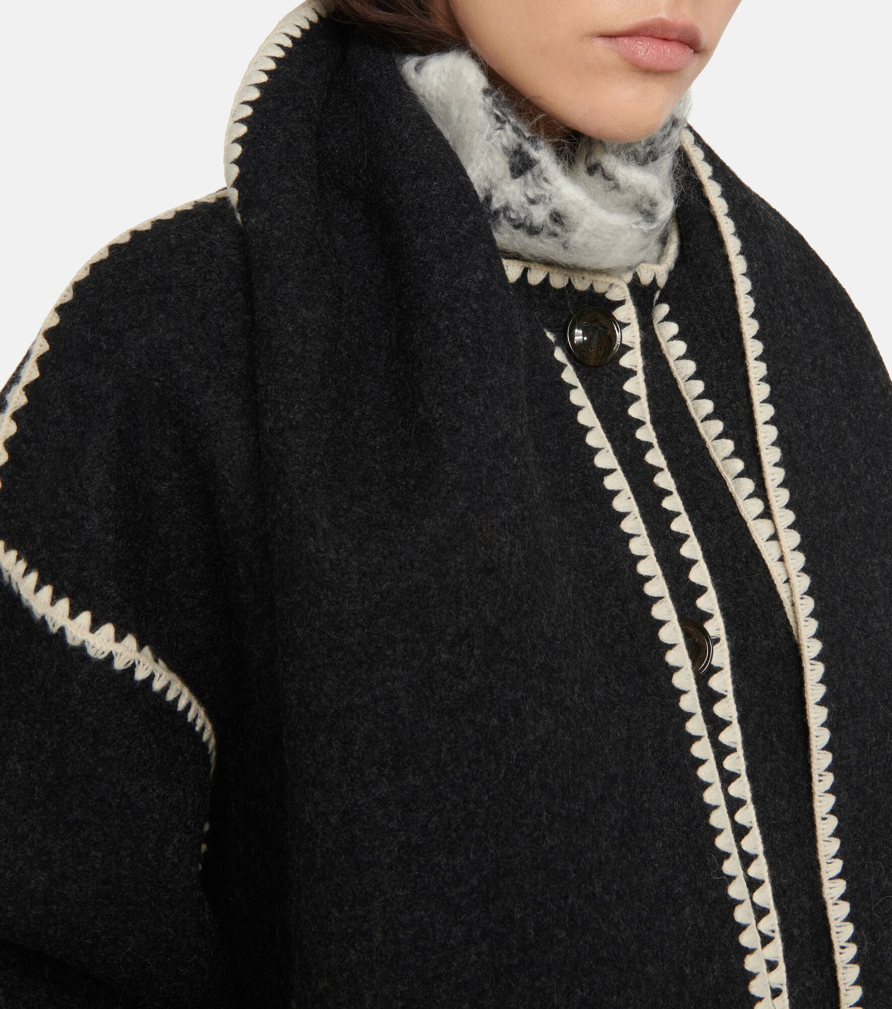 Embroidered wool-blend scarf jacket - 4