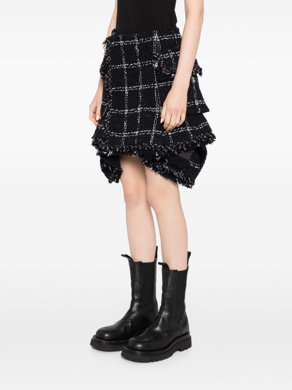 asymmetric tweed skirt - 3