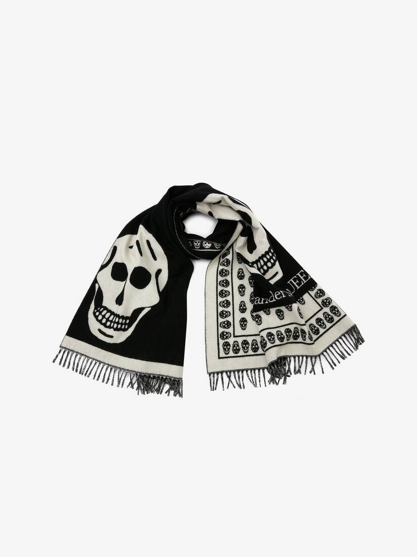 Oversize Skull On Skull Scarf in Black/ivory - 3