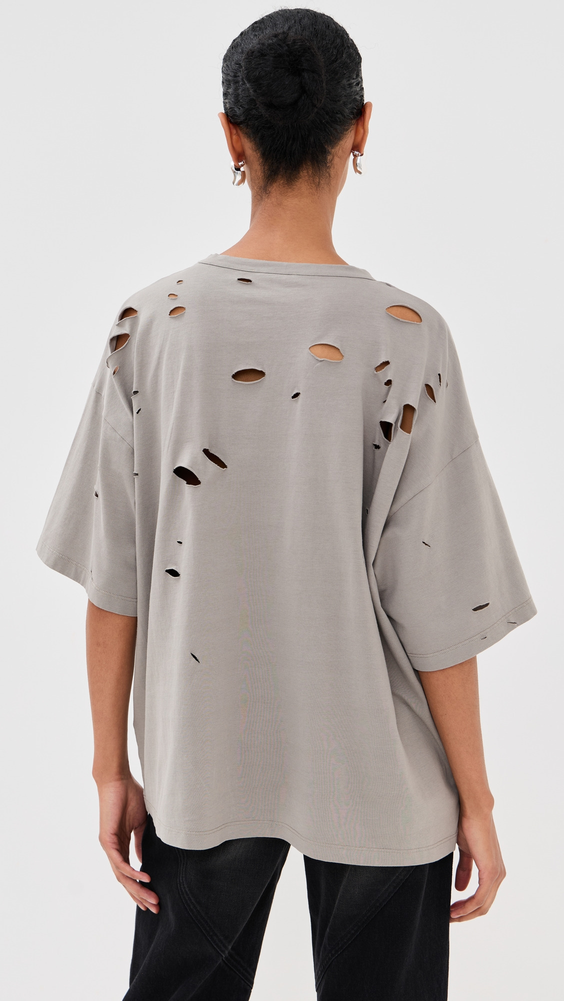 Distressed Crystal Embellished Graphic T-Shirt - 2