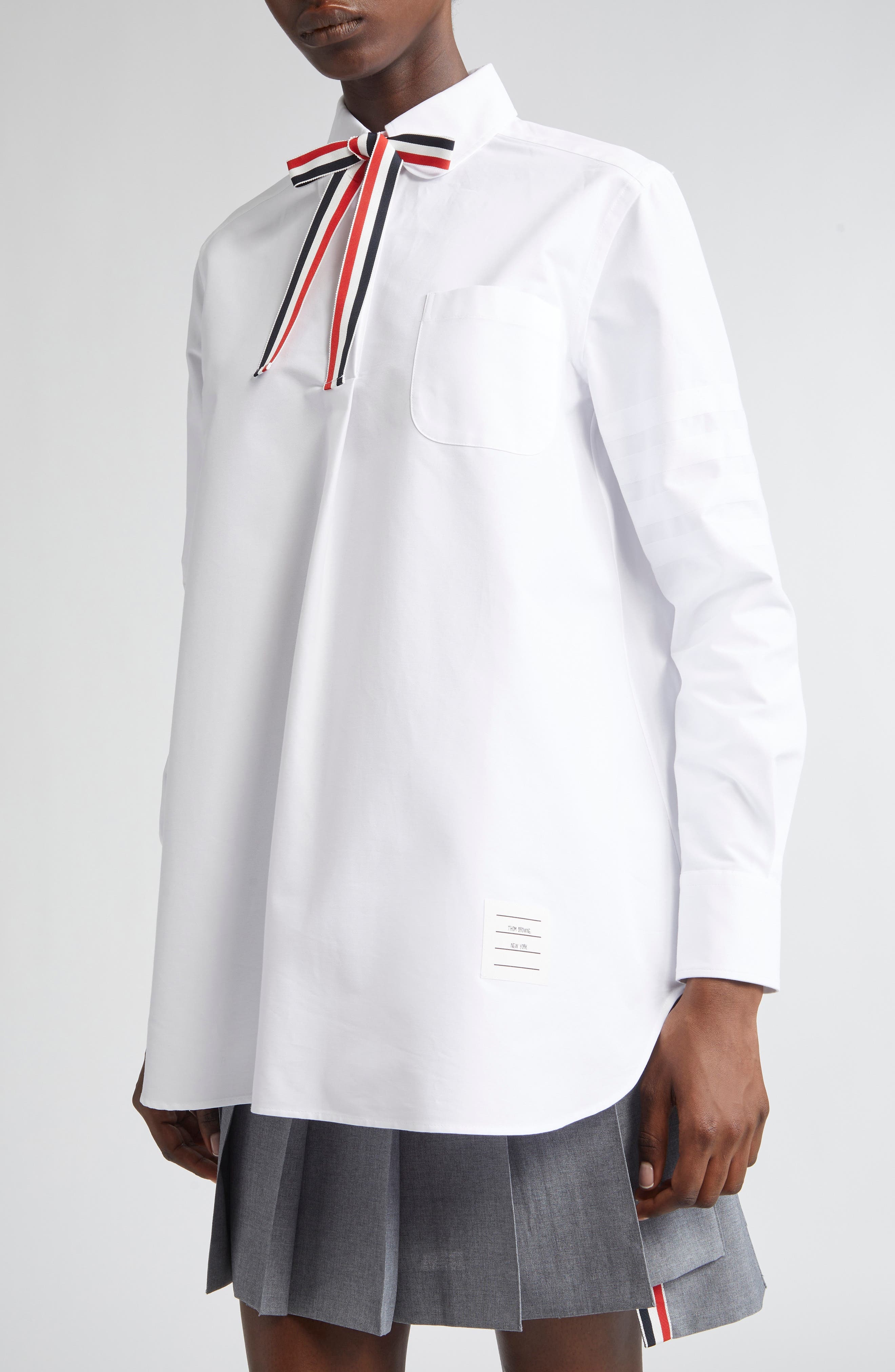 Thom Browne Bow Tie Cotton Oxford Shirt in White at Nordstrom - 5