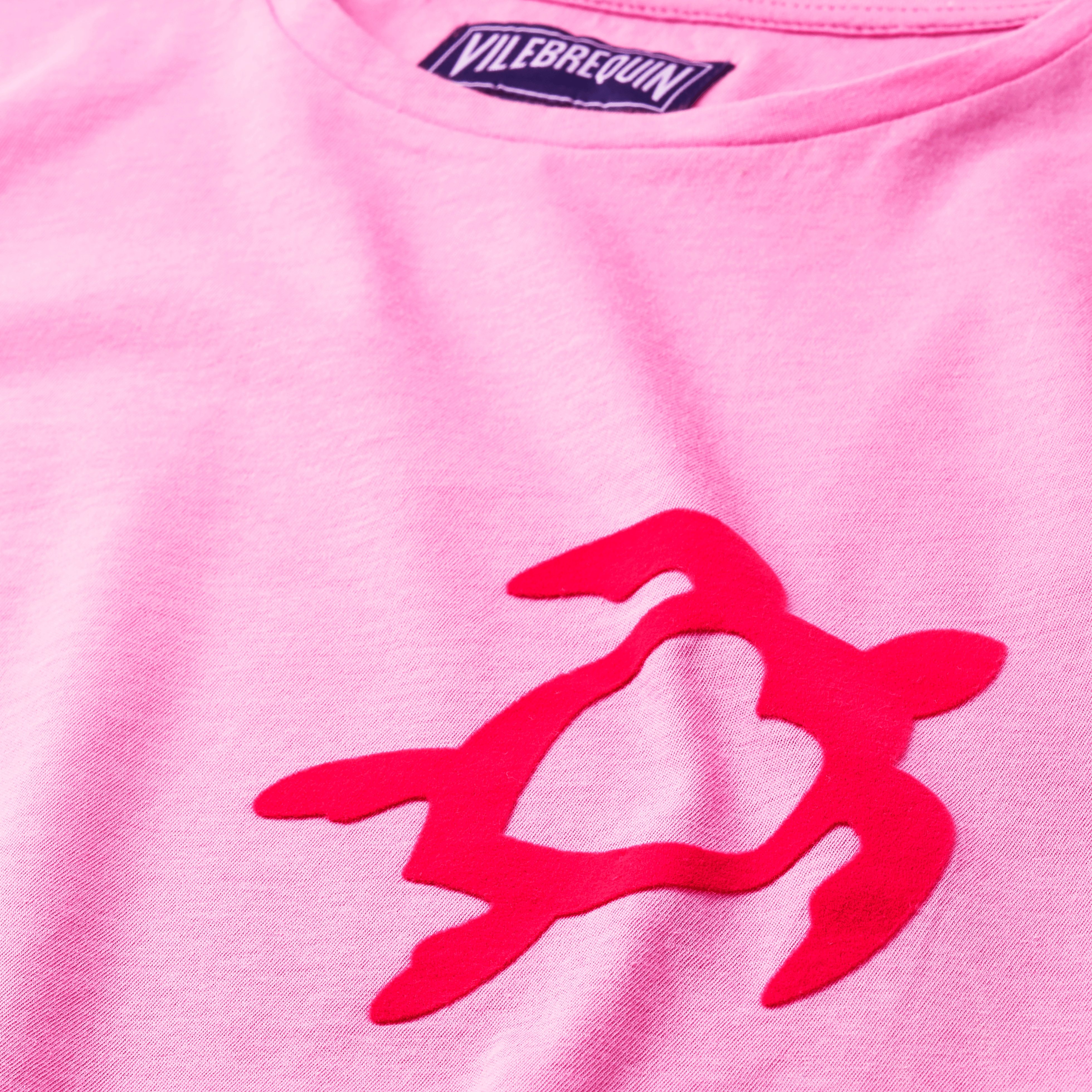 Organic Cotton T-shirt Flocked Turtle Heart Tahiti - 5