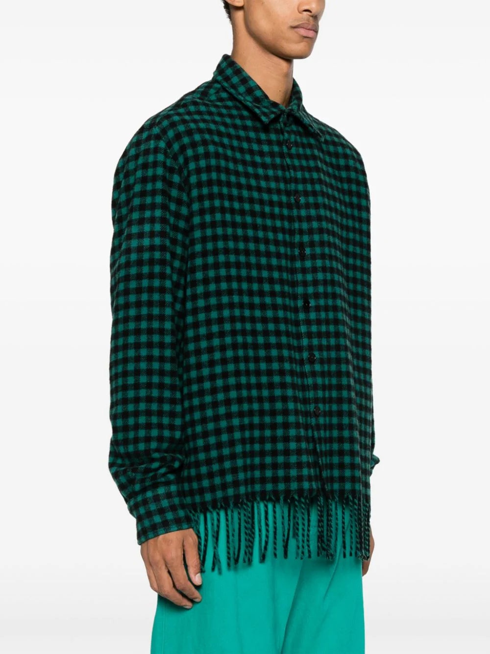 FRINGED CHECKED WOOL SHIRT - 3
