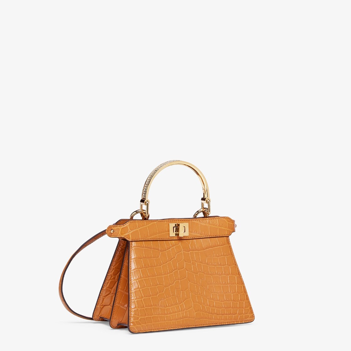 Iconic Peekaboo ISeeU bag in an ideal, compact size. Made of exquisite, brown crocodile leather and  - 2