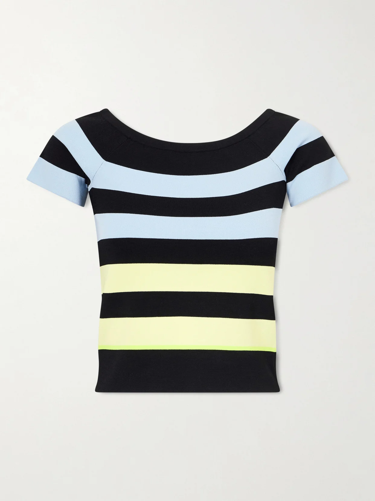 Off-shoulder Striped Jersey Top - 1