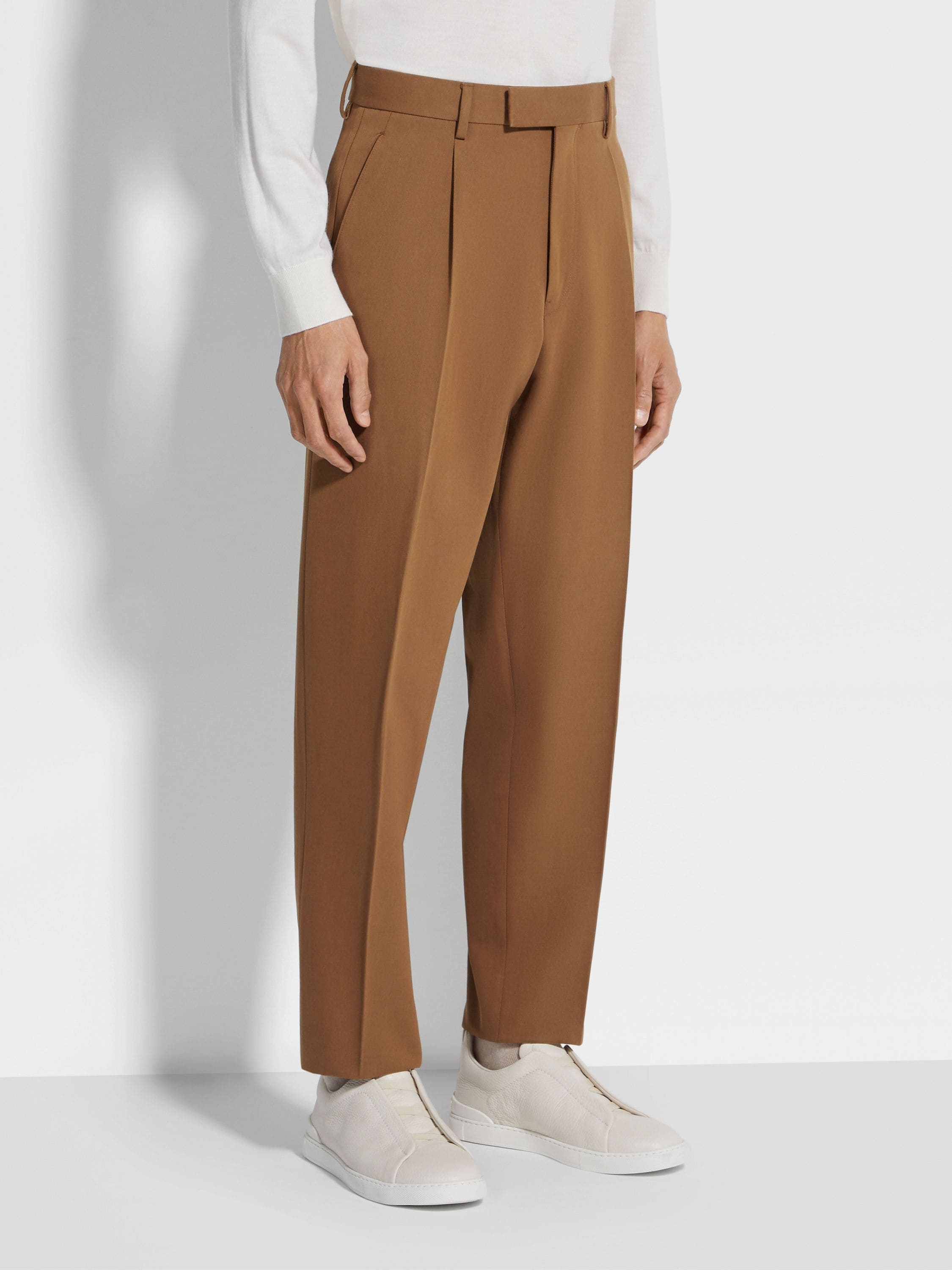 DARK FOLIAGE COTTON AND WOOL PANTS - 5