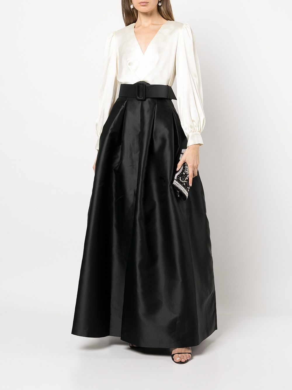 Zoe colour-block satin gown - 2
