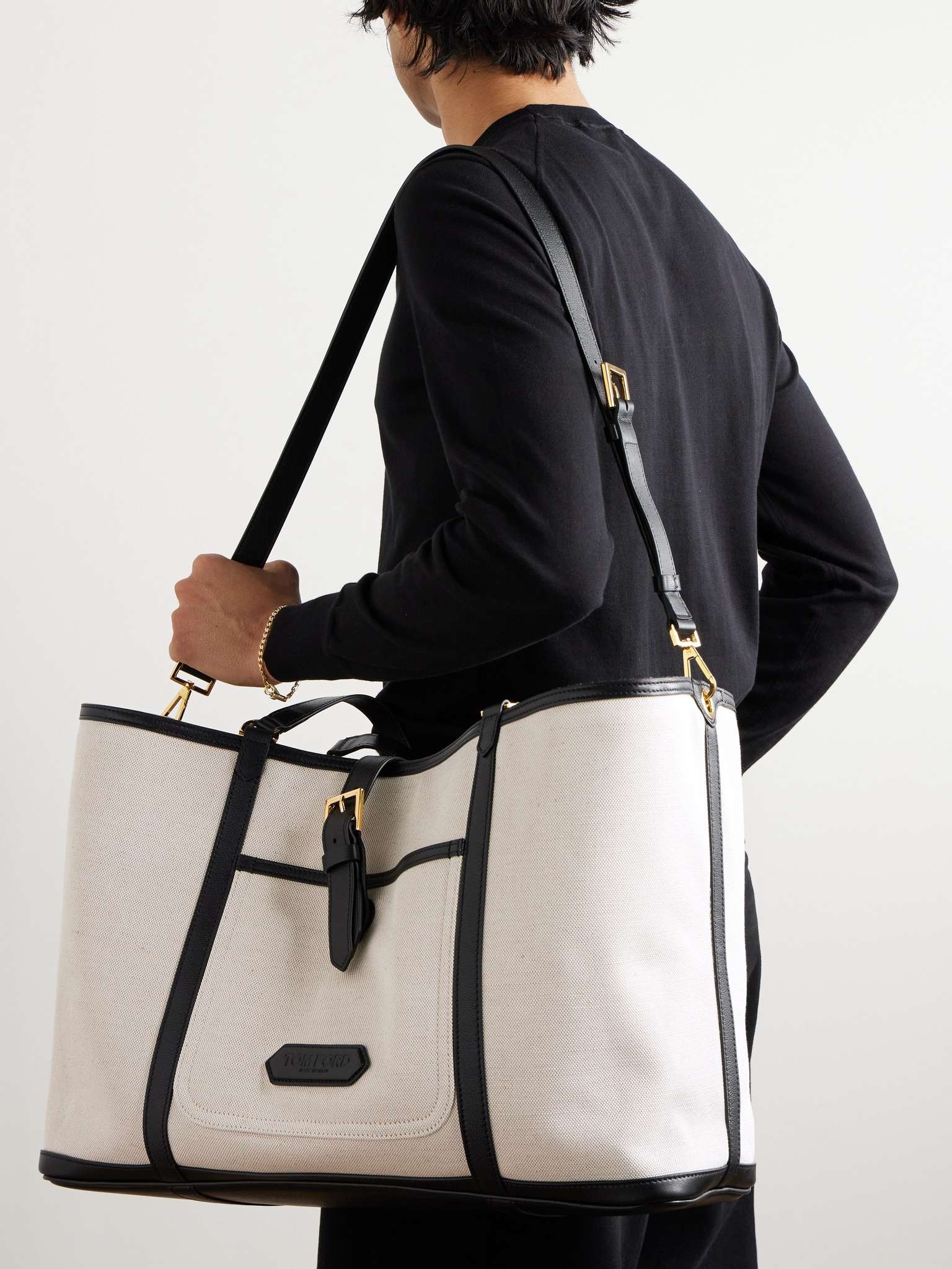 Leather-Trimmed Canvas Tote Bag - 5