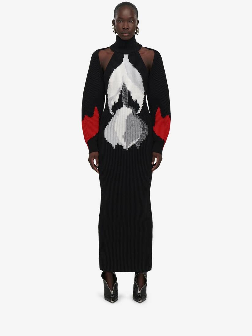 Women's Upside-down Orchid Dress in Black/red/grey - 2
