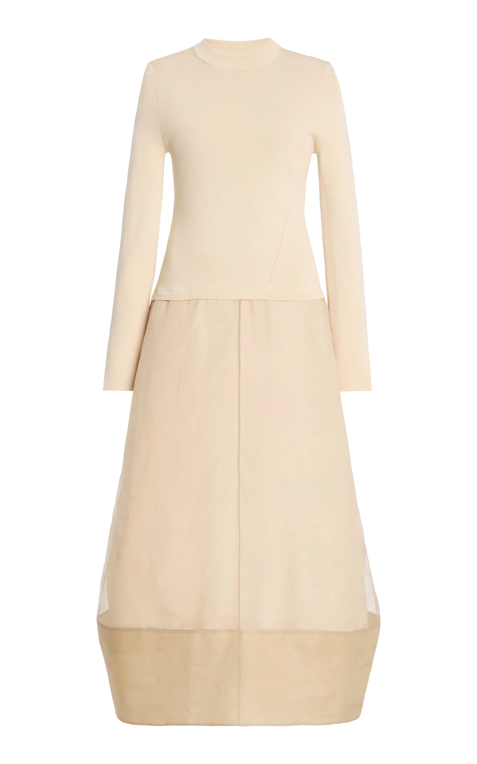 Maril Textile-Blocked Midi Dress tan - 1
