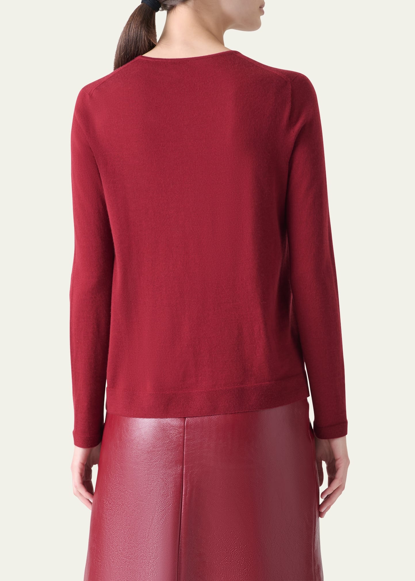 Cashmere-Silk Fine Gauge Seamless Knit Sweater - 3