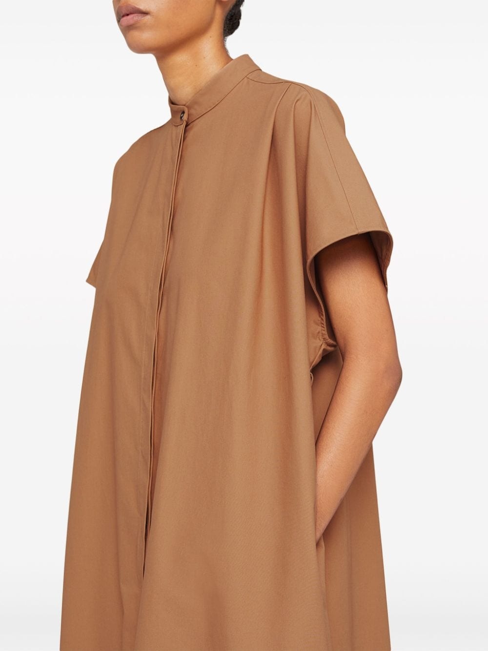 collarless belted shirt dress - 4