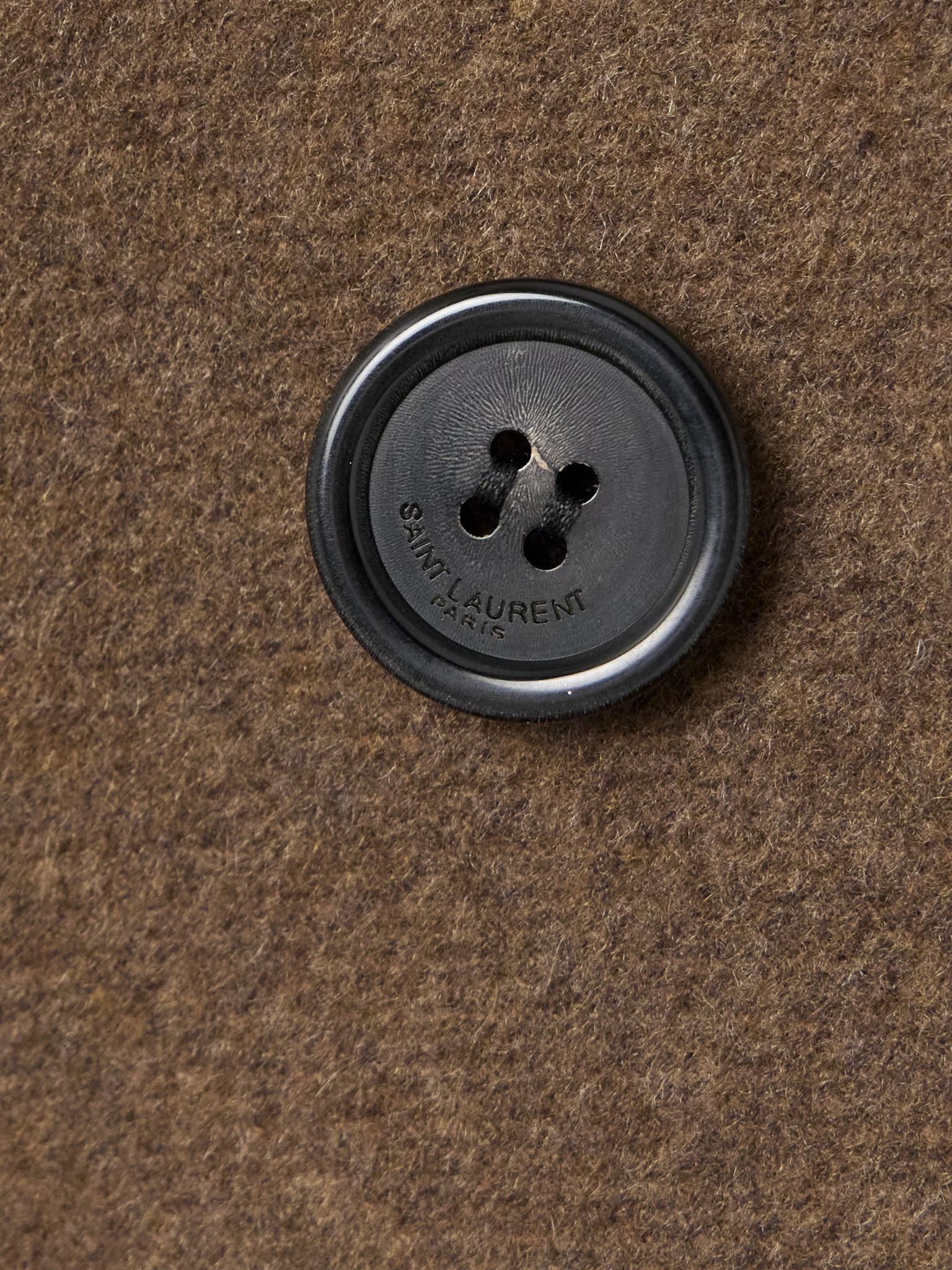 Double-breasted brushed wool and cashmere-blend coat Brown - 5