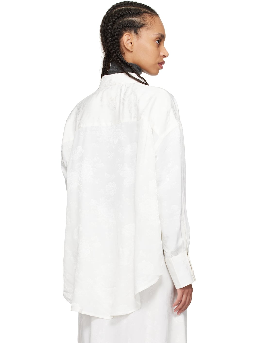 White Flower Jacquard Shirt - 3