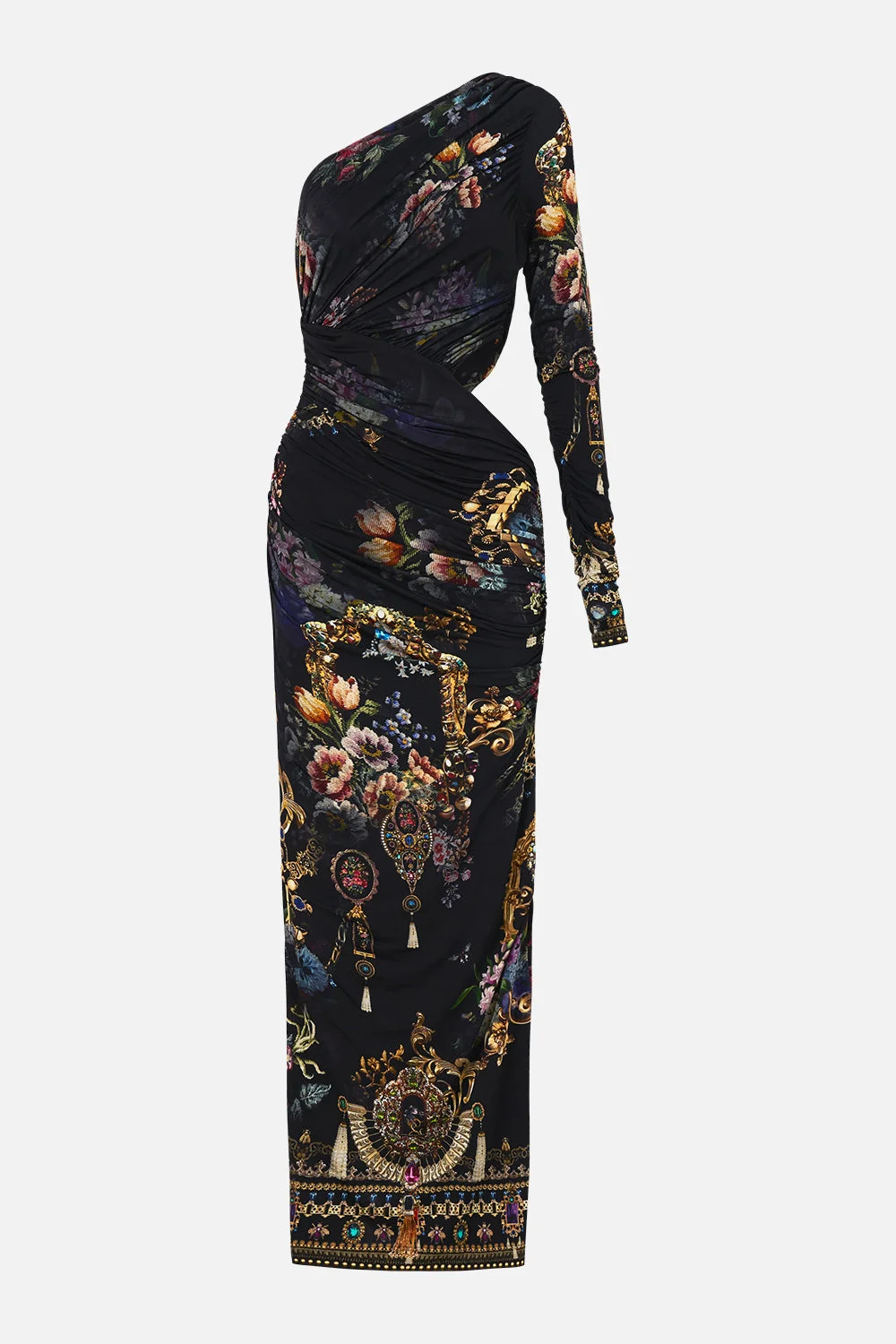 ONE SHOULDER JERSEY CUT OUT DRESS NIGHT GARDEN - 1