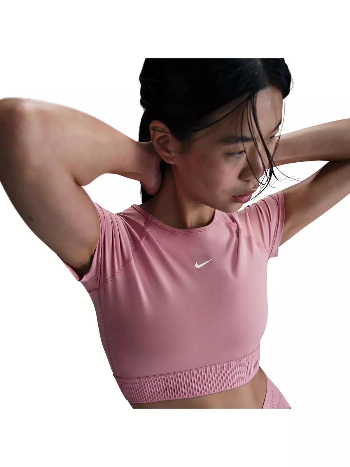 Women's Pro Dri-FIT Short-Sleeve Cropped Graphic Top-Pink - 1
