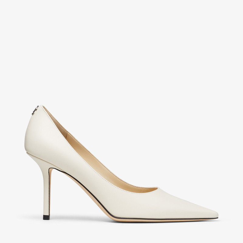 Love 85 Latte Calf Leather Pointed-Toe Pumps with JC Emblem - 1