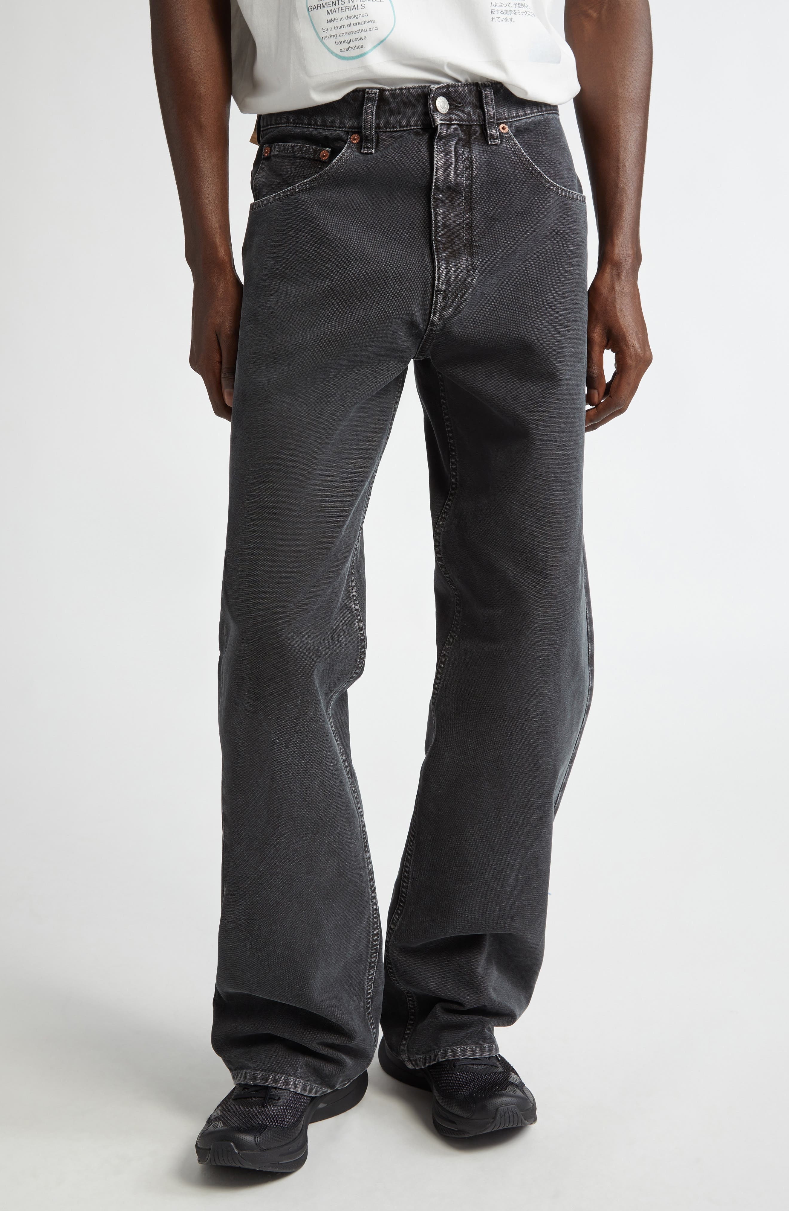 MM6 Maison Margiela 5-Pocket Straight Leg Jeans in Black at Nordstrom - 1