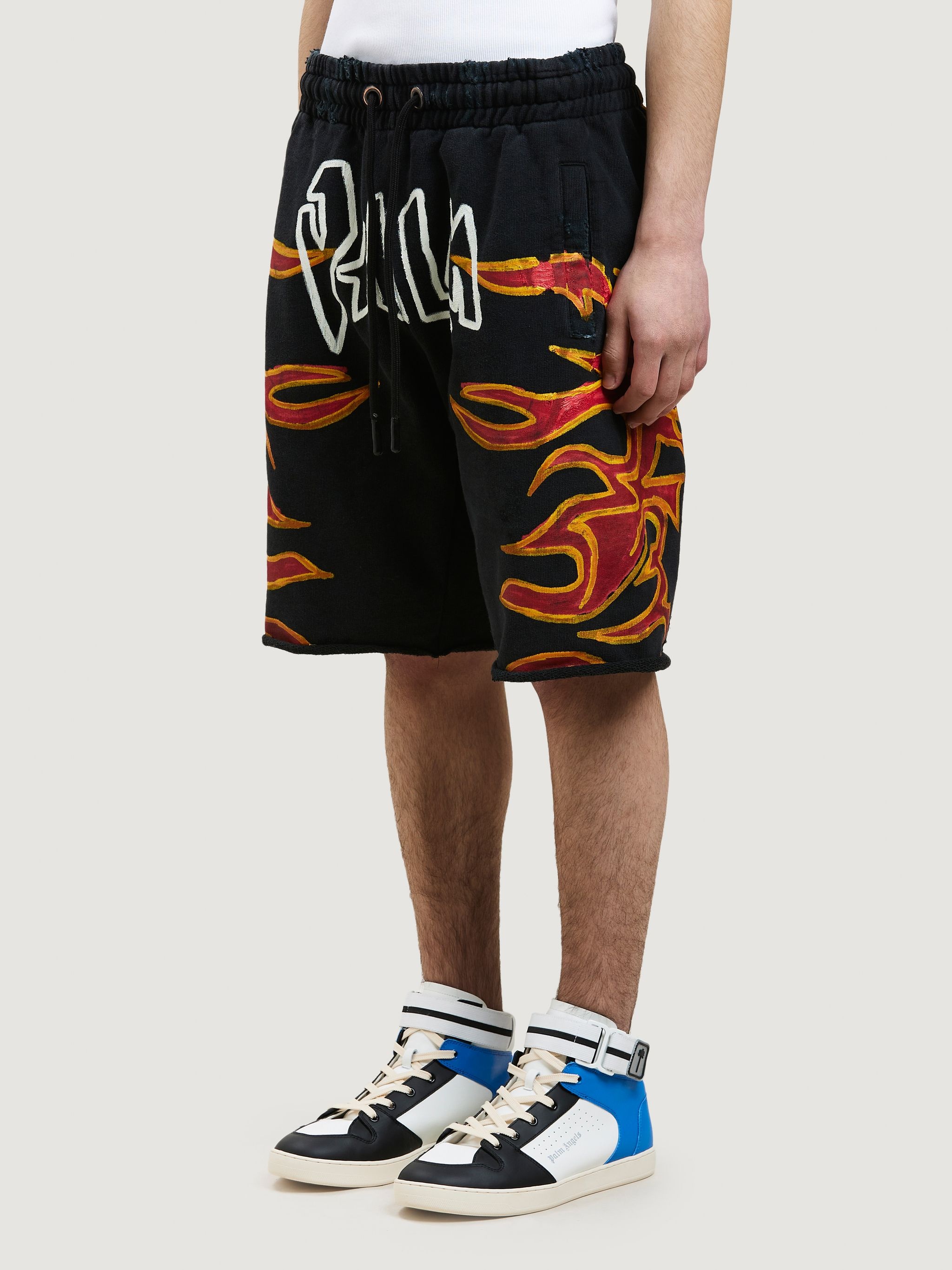 GARMENT DYE GRAFFITI FLAMES SWEATSHORTS - 4