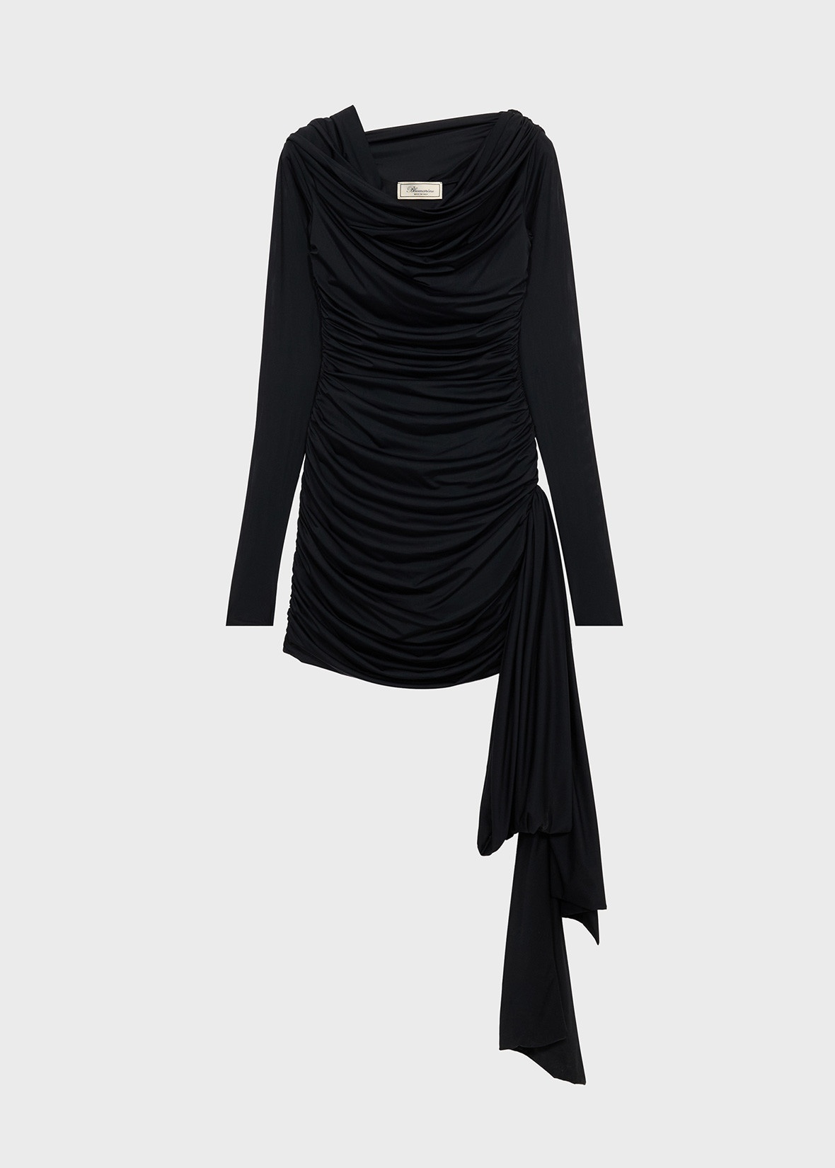 ONE-SHOULDER DRESS WITH DRAPES AND SASH - 1