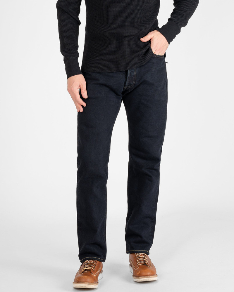 Iron Heart IH-888S-21OD 21OZ SELVEDGE DENIM RELAXED TAPERED CUT JEANS - INDIGO OVERDYED BLACK outlook