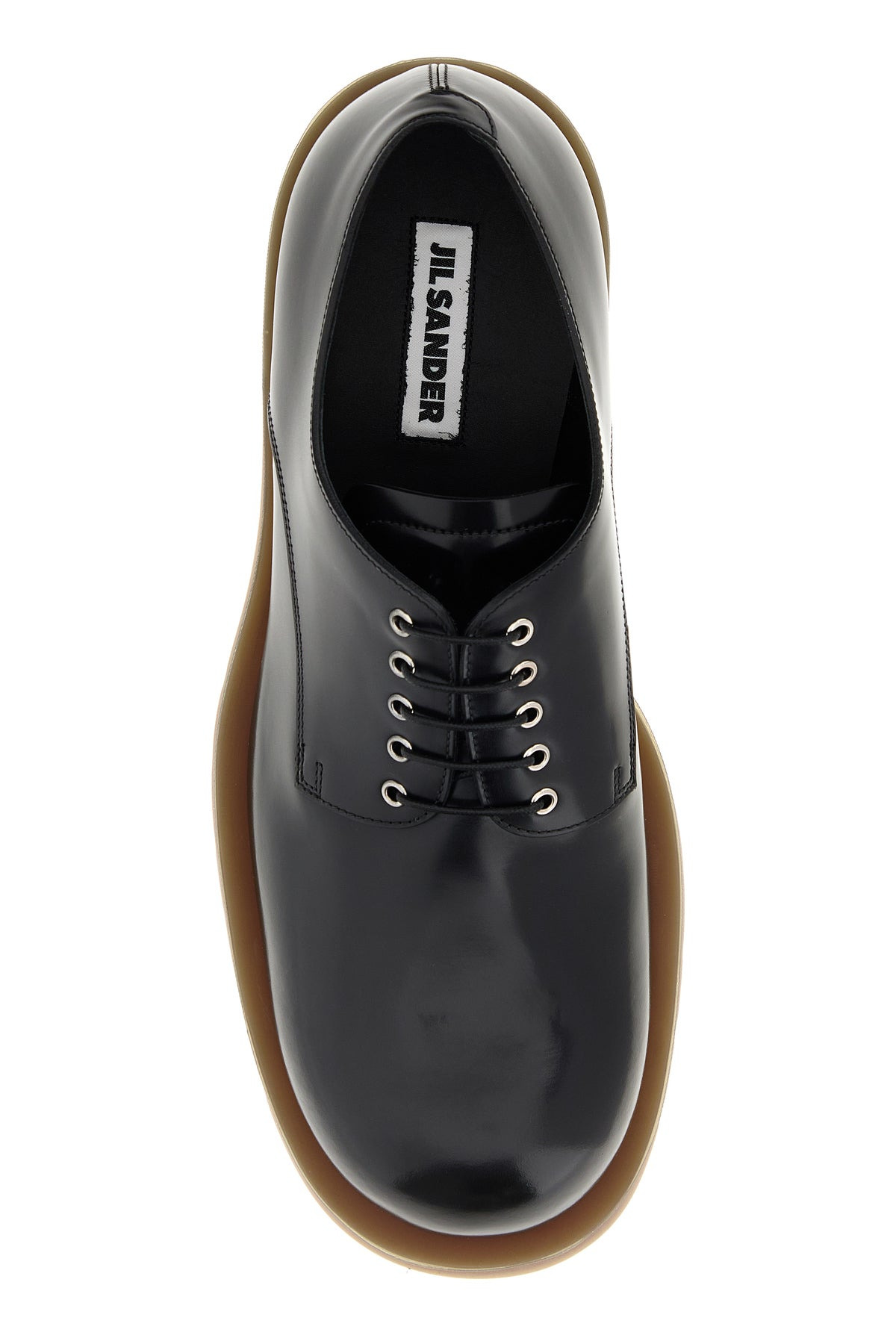 Black leather lace-up shoes - 4