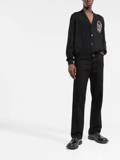 Alexander McQueen embellished skull-patch buttoned cardigan outlook