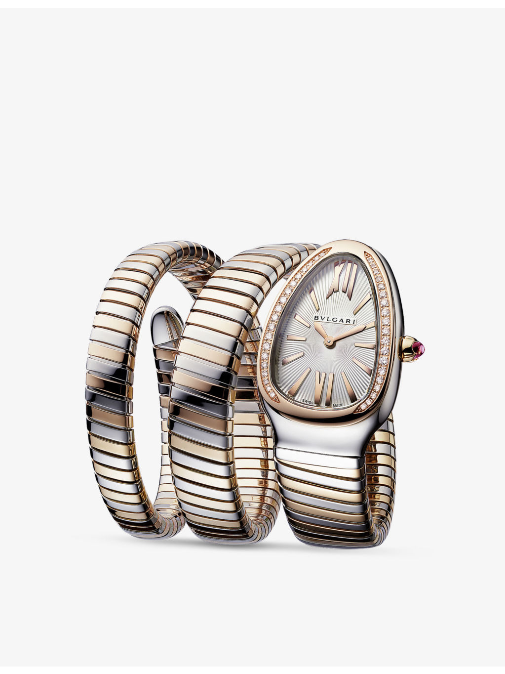 SP35WSPGD.2T Serpenti Tubogas 18ct rose-gold, stainless steel and brilliant-cut diamond quartz watch - 2