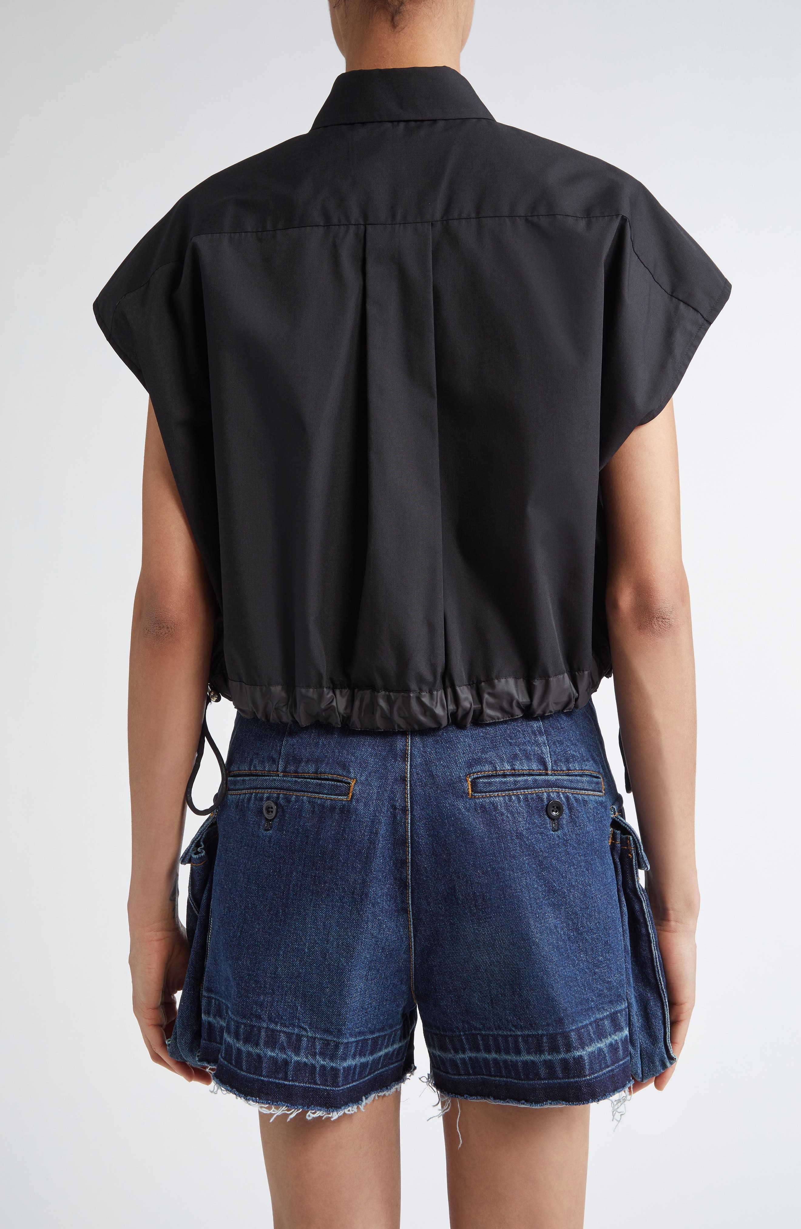 Sacai x Thomas Mason Mixed Media Top in Black 001 at Nordstrom - 3