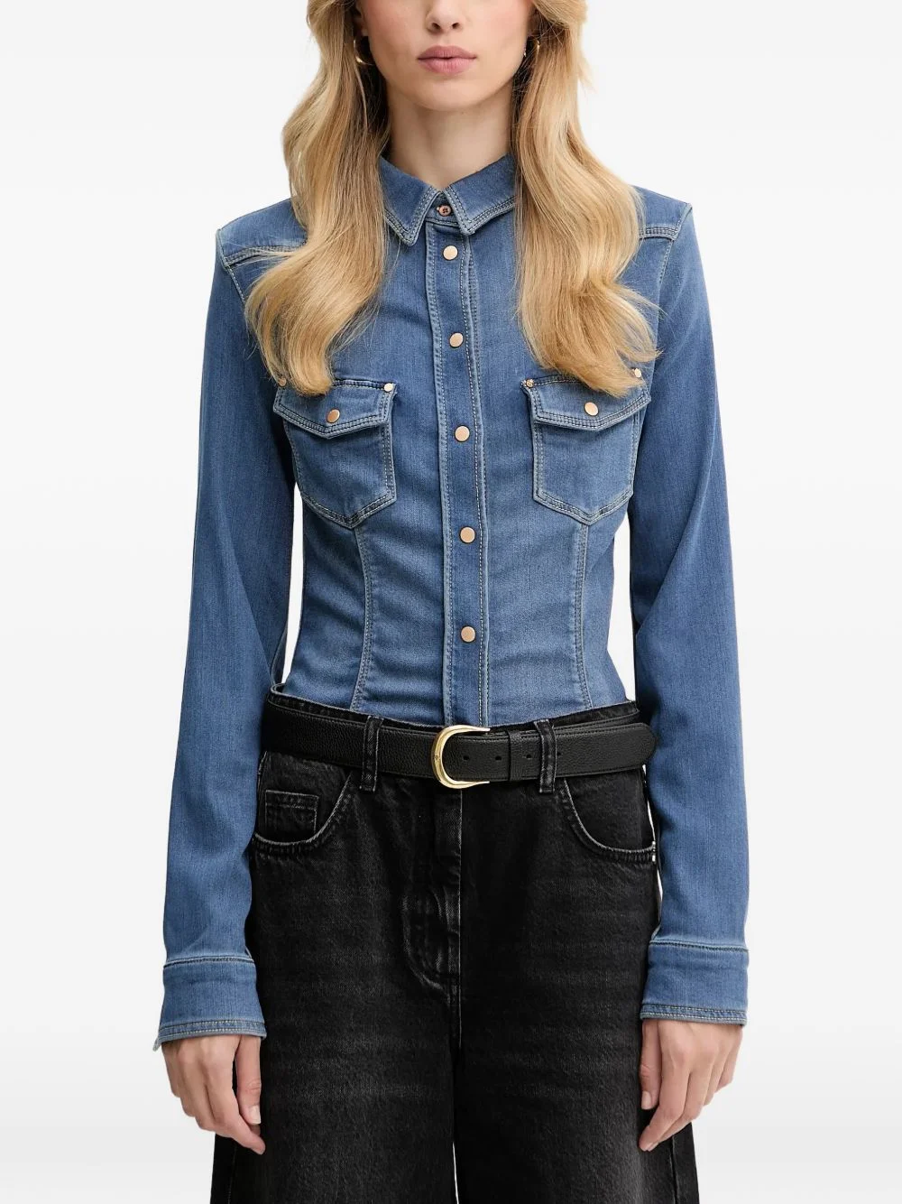 long-sleeve denim shirt - 1