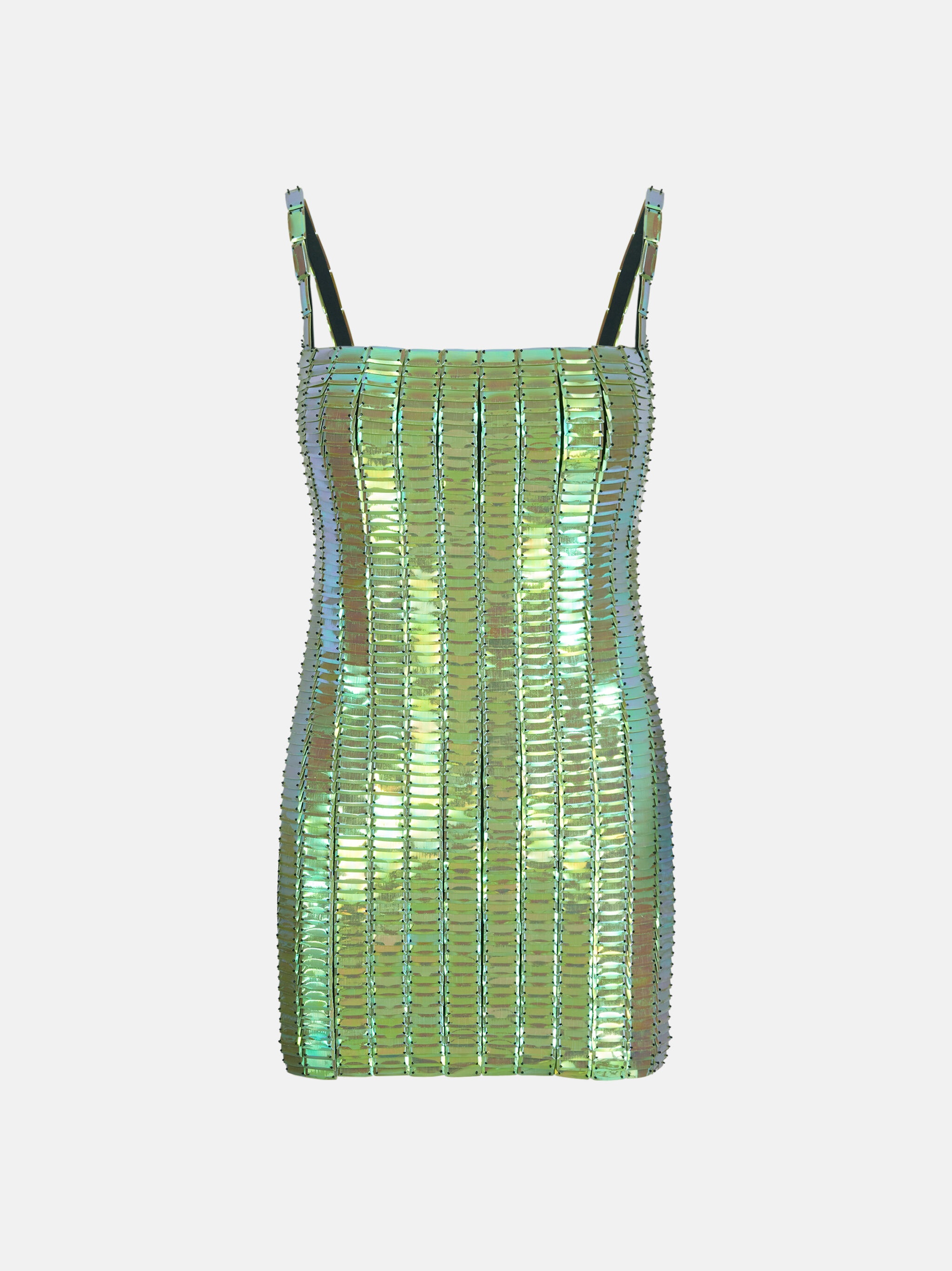 ''RUE'' IRIDESCENT GREEN MINI DRESS - 1