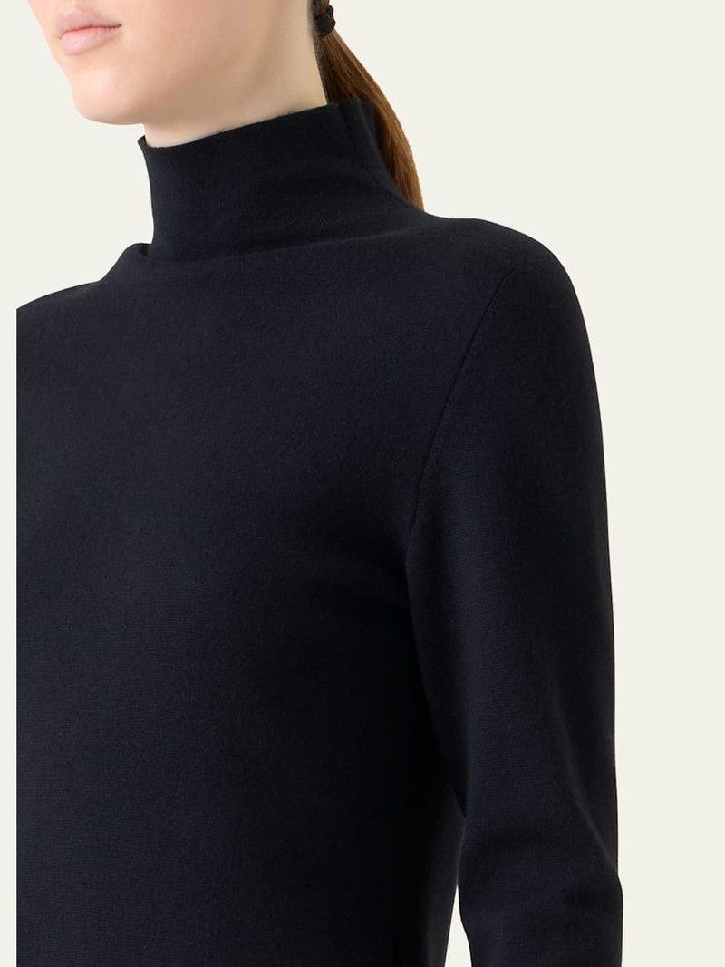 AKRIS Turtleneck Cashmere-Silk Milano Knit Tunic Sweater outlook