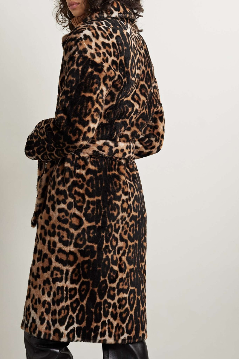 Reversible belted leopard-print shearling coat 4