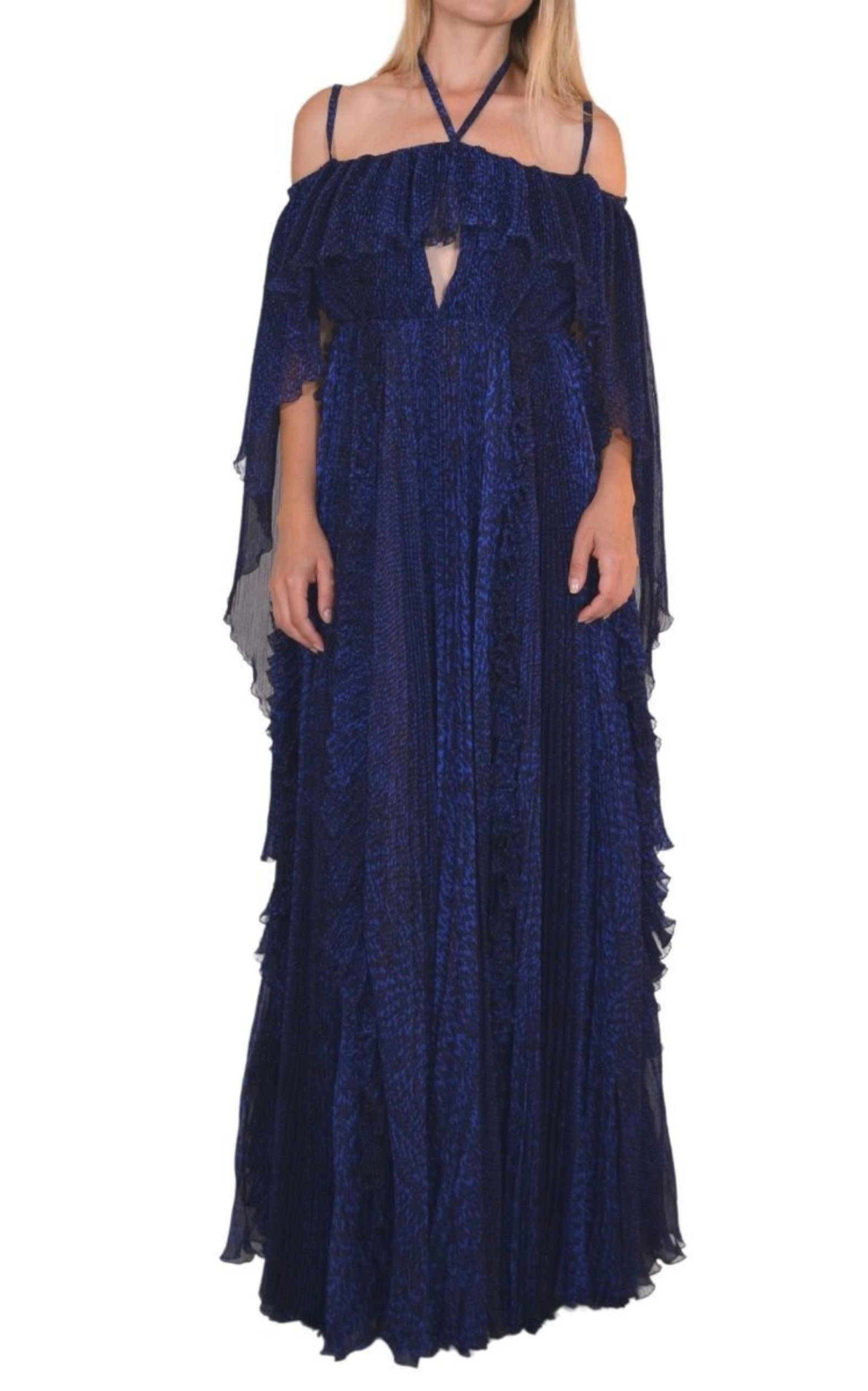 Ralph & Russo - Blue Silk Ball Cape Gown - 4