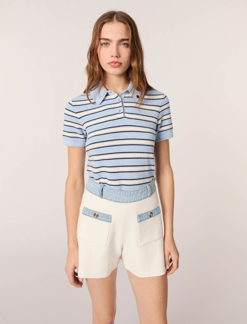 Knitted shorts with denim trim 5