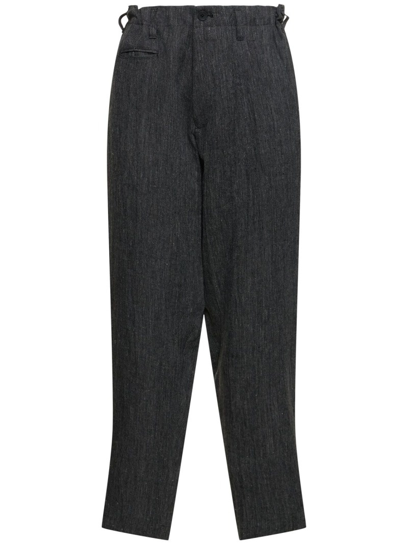 G-coin pocket slim linen pants - 1