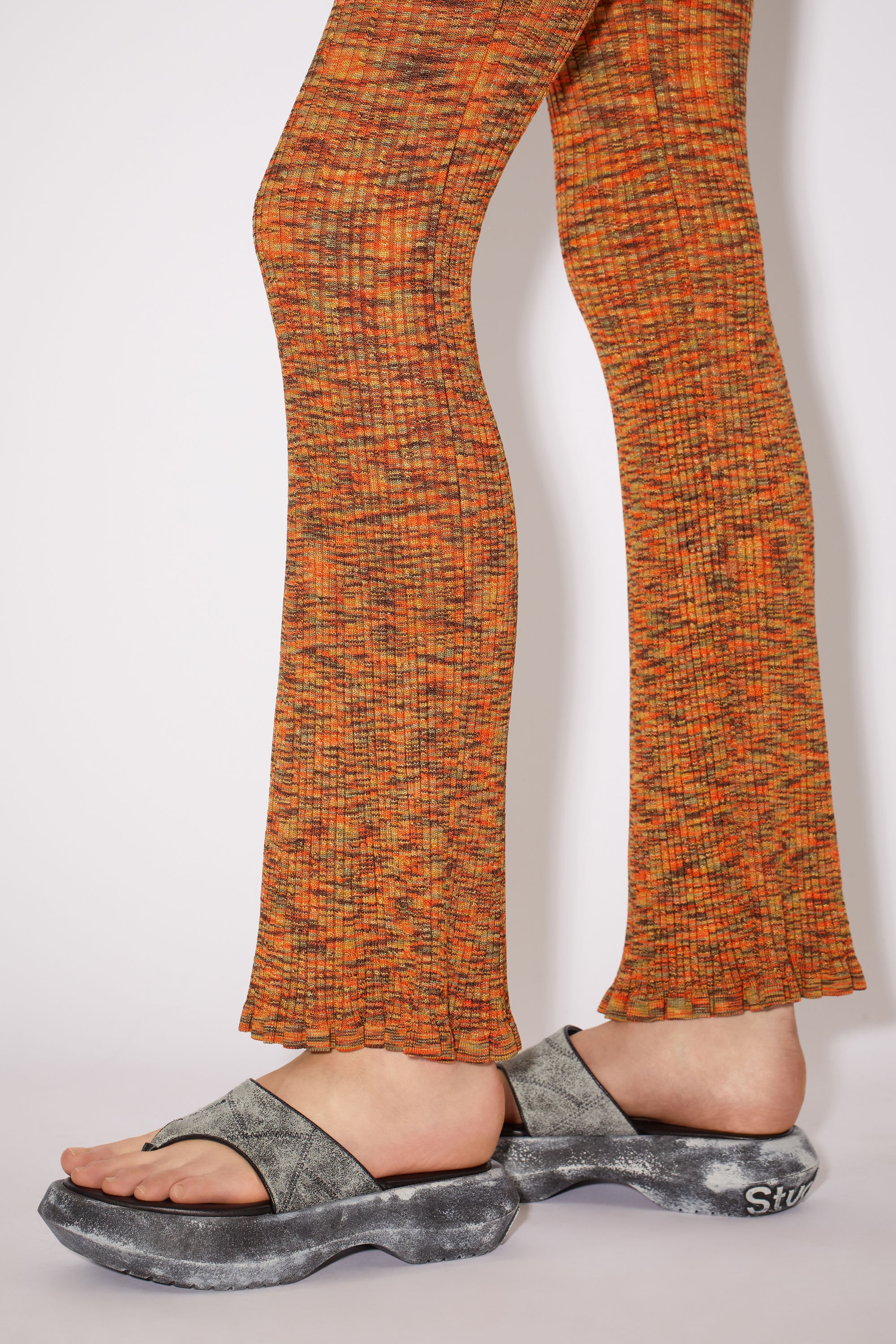 Ribbed flared trousers - Orange/multi - 5