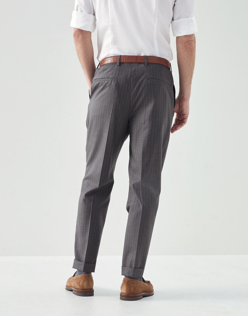 Brunello Cucinelli Virgin wool chalk stripe batavia formal fit trousers outlook