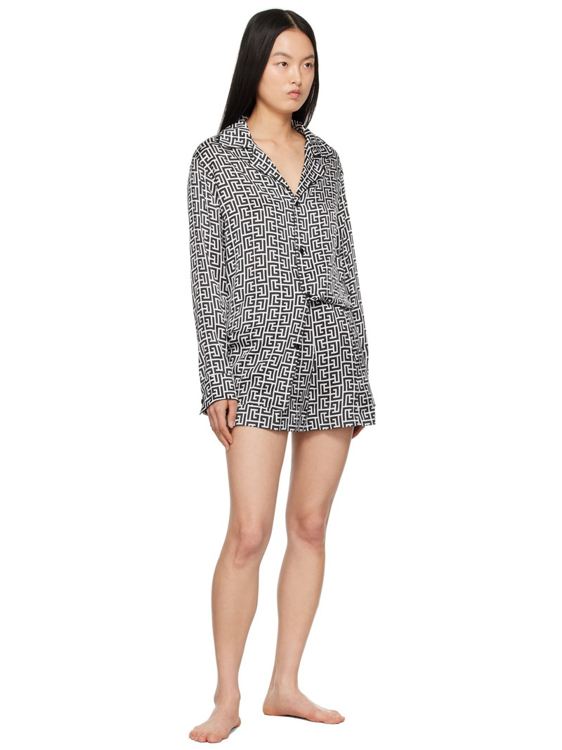 Balmain Black & White Monogram Shorts outlook