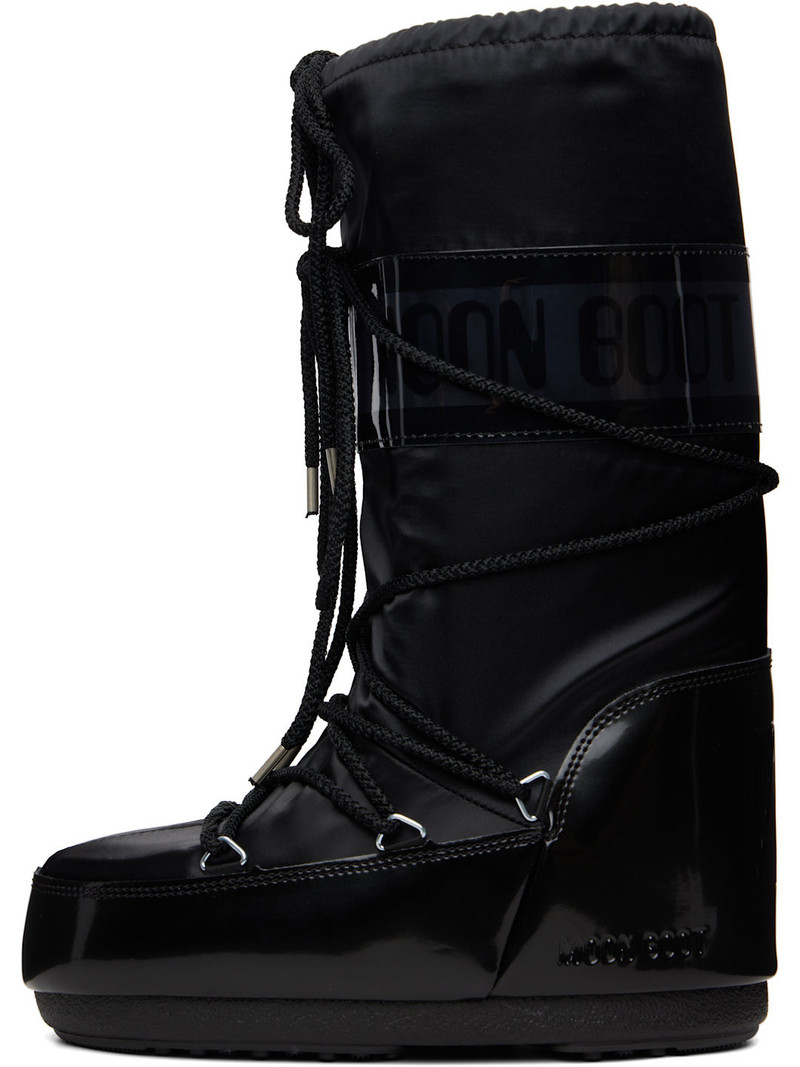 MOON BOOT Black Icon Glance Satin Boots outlook