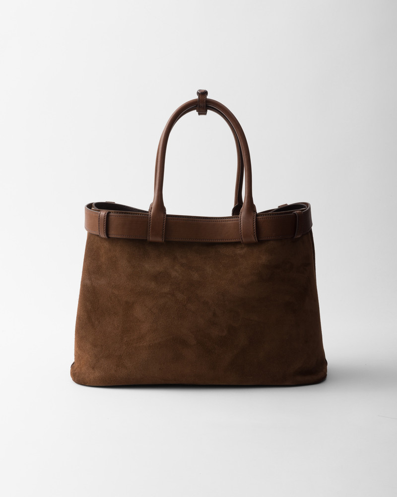 Large Prada Buckle suede bag with belt 3
