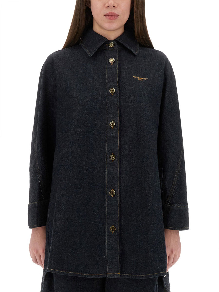 Denim Shirt With Embroidery - 1
