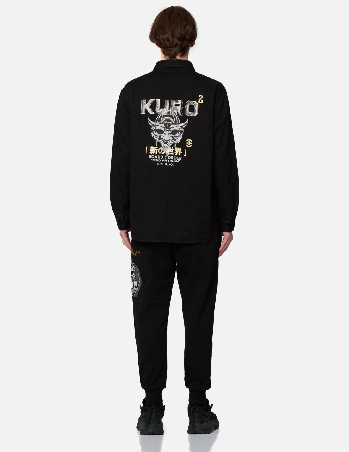 Dripping Hannya Skull Print Denim Shirt - 5