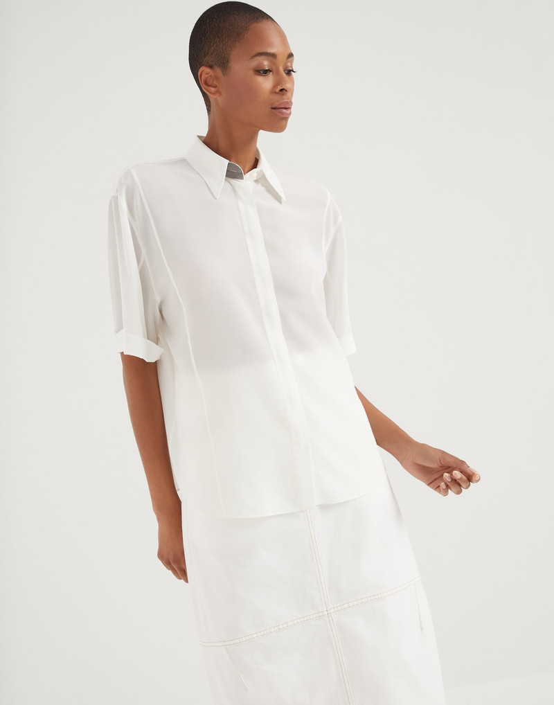 Silk crêpe de Chine shirt with precious buttonhole - 1